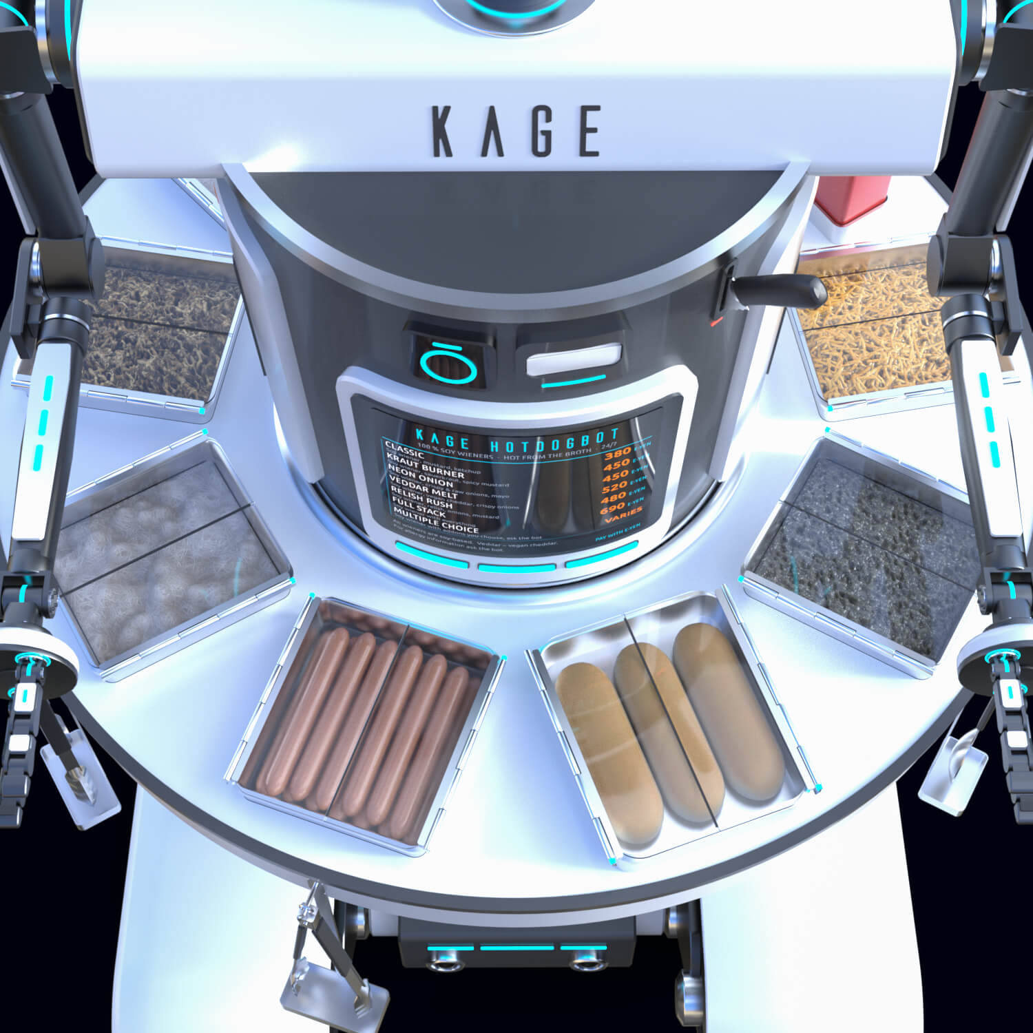 Kage HotDogBot &ndash Cyberpunk Hot Dog Vending Robot Daz Content