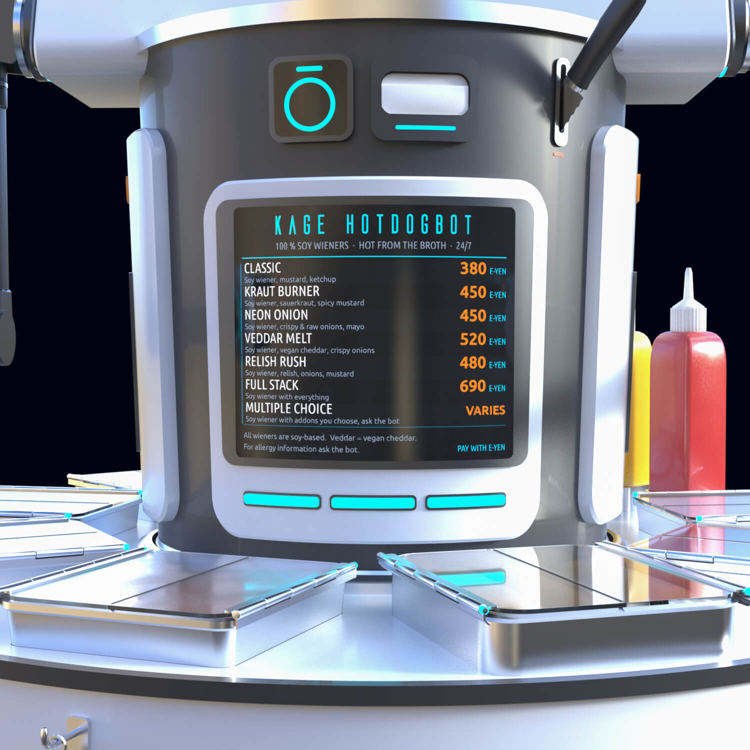 Kage HotDogBot &ndash Cyberpunk Hot Dog Vending Robot Daz Content