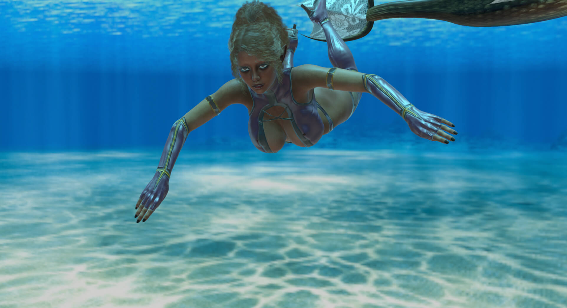 Vfox - Somine Swimming Around In a Fishy Manner - Animation 3D Render, Digital Artwork by xznvb6
