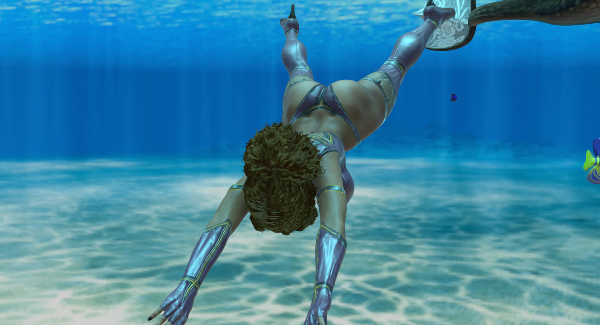 Vfox - Somine Swimming Around In a Fishy Manner - Animation 3D Render, Digital Artwork by xznvb6