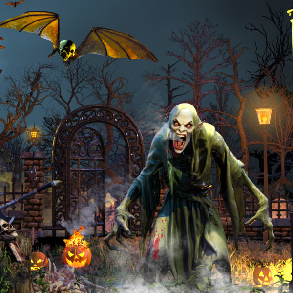 Halloween Cemetery Scene