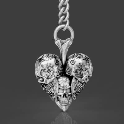 Heart Shape Skull Key Holder Key Chain