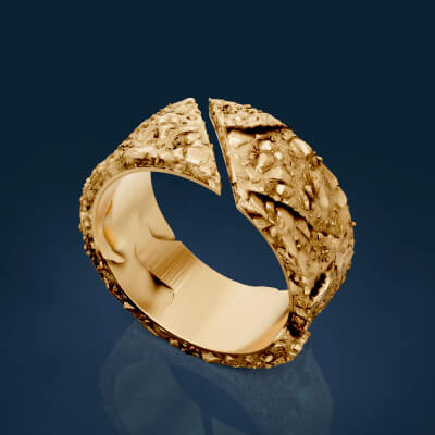 Organic Stone Rock Texture Ring