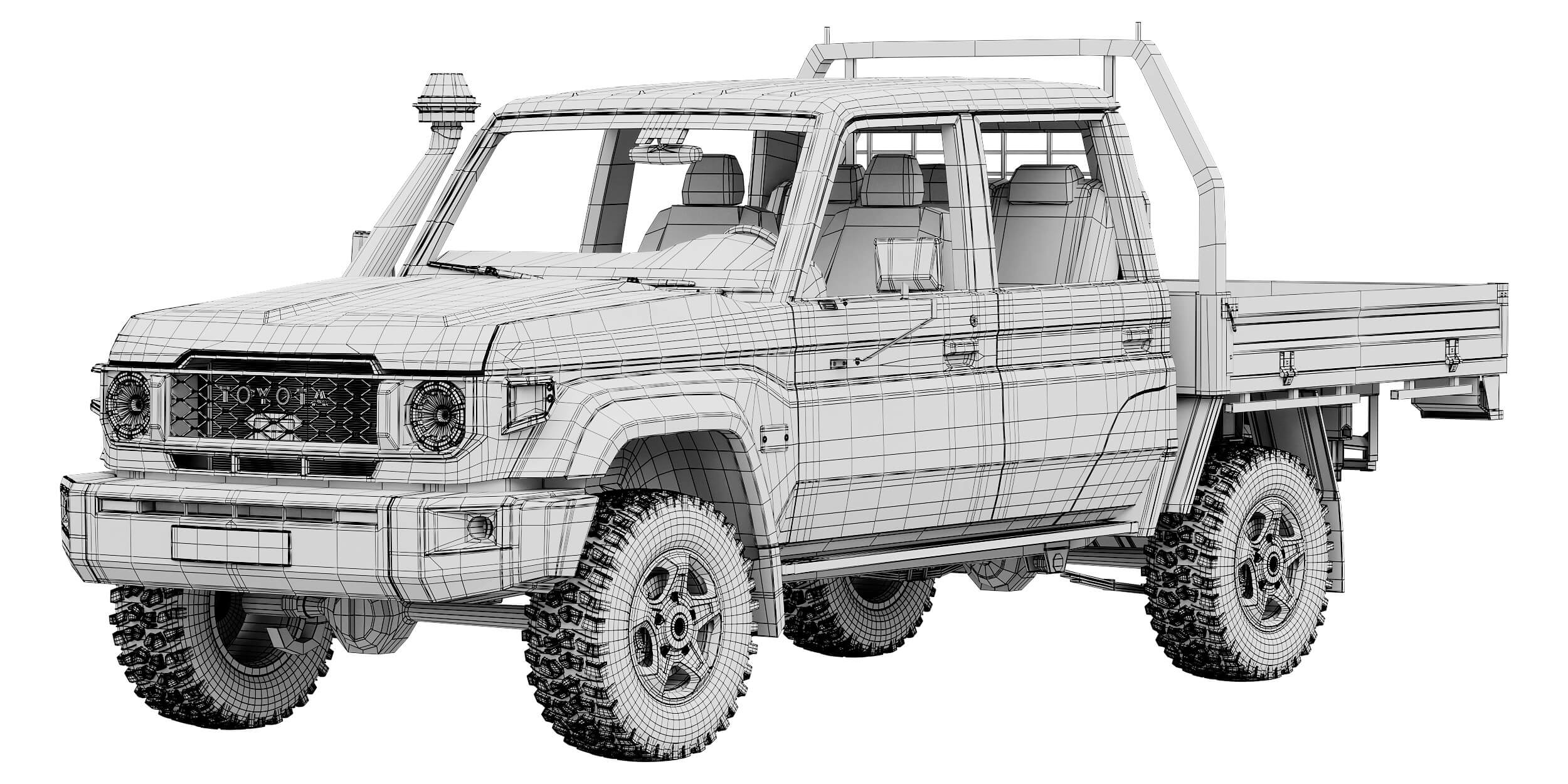 Toyota Land Cruiser 70 Double Cab Chassis 2024 3D Model