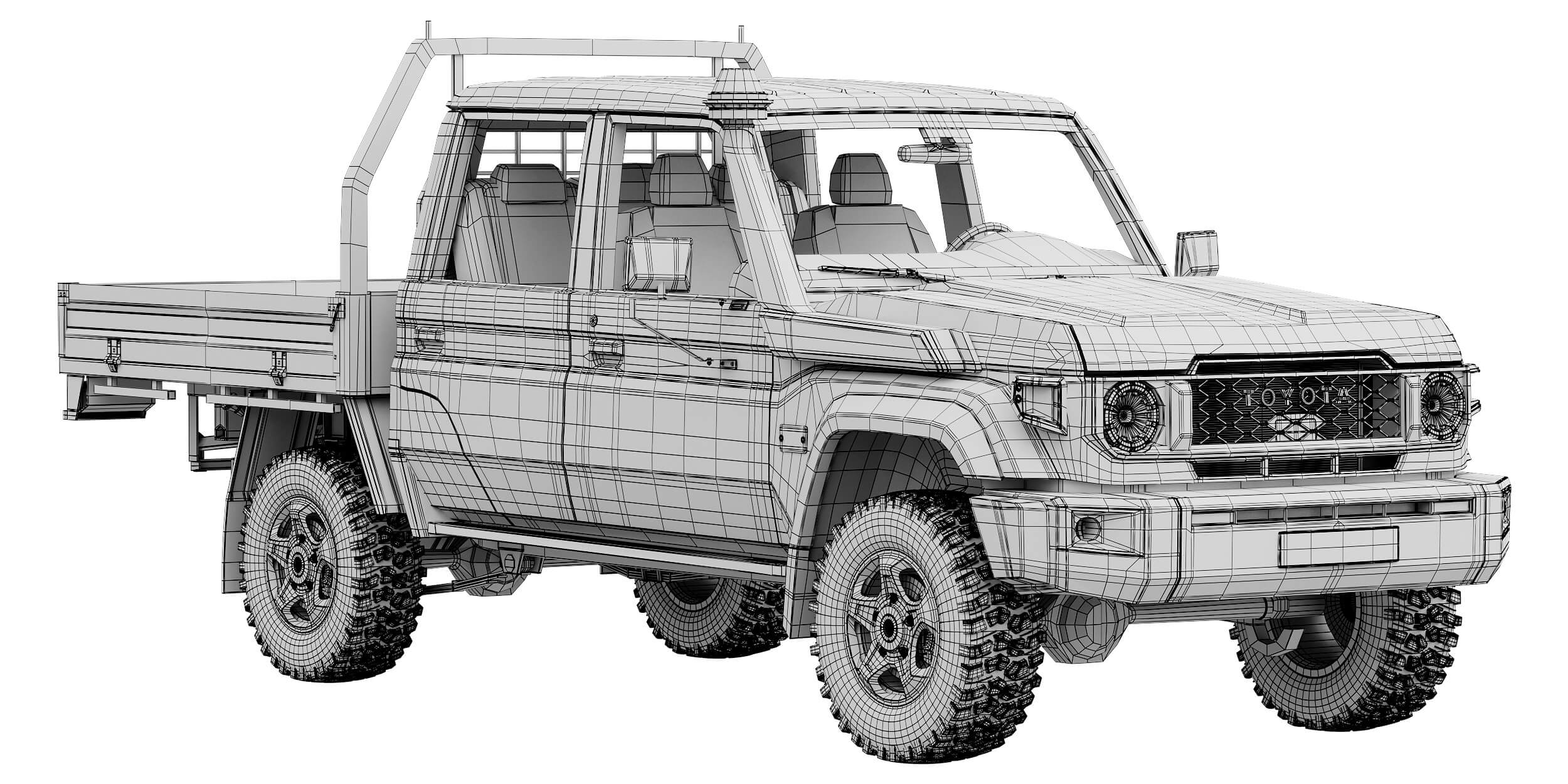 Toyota Land Cruiser 70 Double Cab Chassis 2024 3D Model