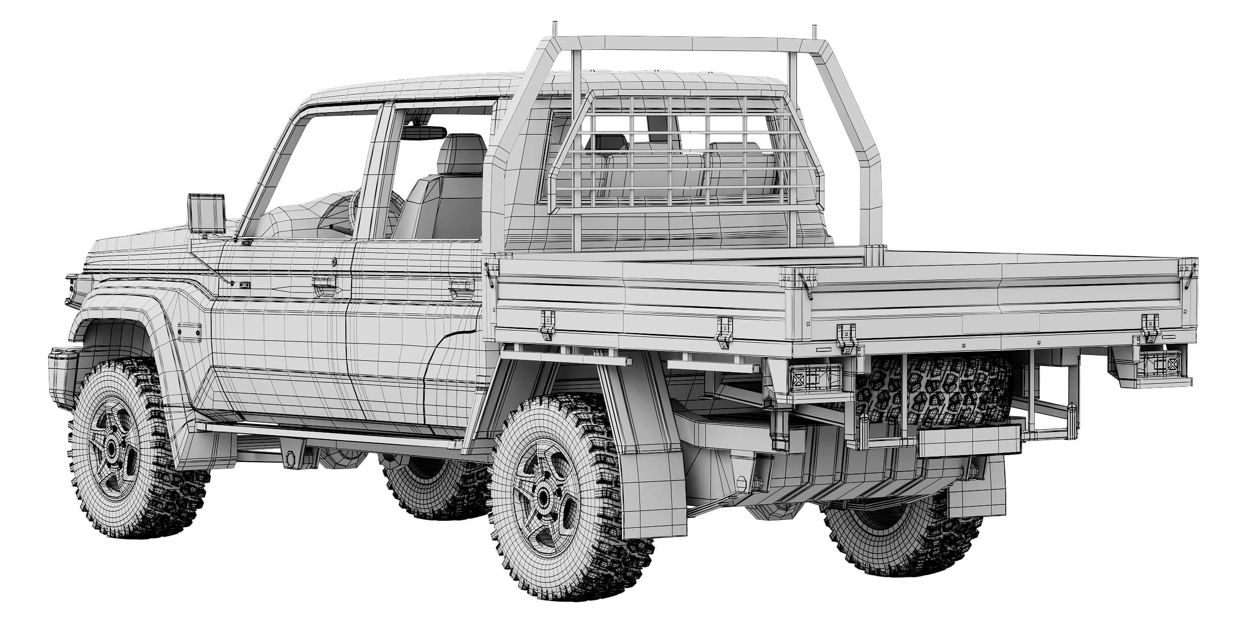 Toyota Land Cruiser 70 Double Cab Chassis 2024 3D Model