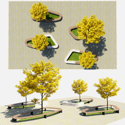 Contemporary Garden Bench and Tree Enclosure Collection