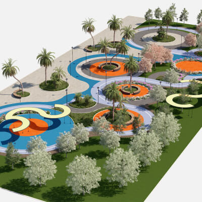 Modern Waterfront Park Landscape Asset